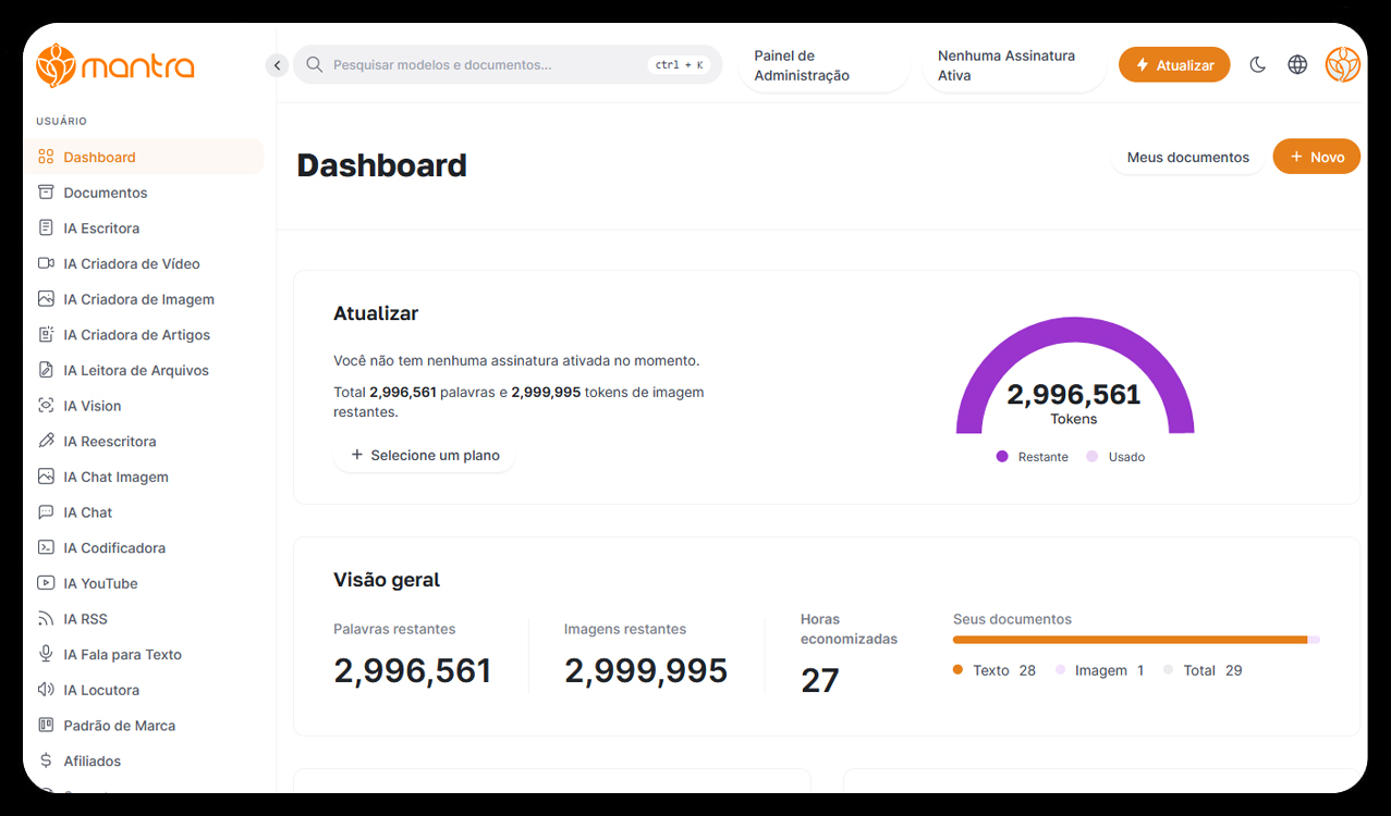 MagicAI Dashboard Mockup